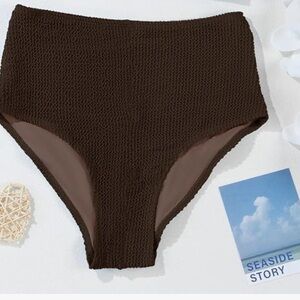 High-Waisted Brown Textured Women's Pants